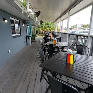 Outdoor seating in front