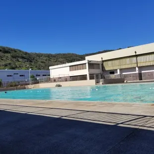 Pool and gym facility. Police station on the far left (mountain side)