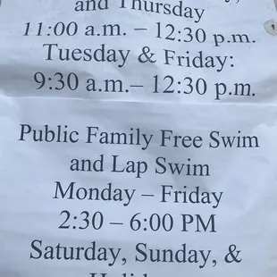 Pool hours