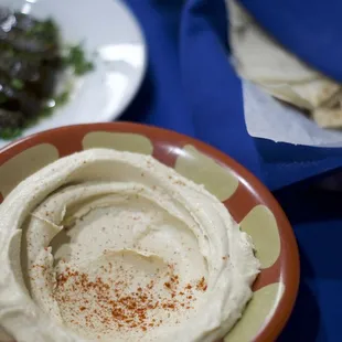 a bowl of hummus