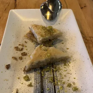 Complementary baklava dessert from the owner. It was delicious.