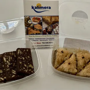 Brownie-looking nut-filled bars on the left and Triangle Baklavas on the right -- best we've ever tried!  $25 well-spent!