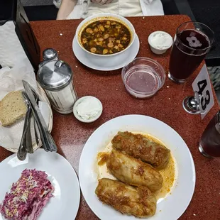 two plates of food on a table