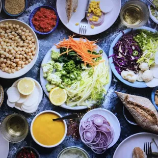 a variety of food on a table