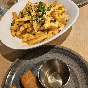 HH veggie lumpia, fries and spam