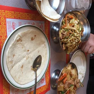 a variety of dishes on a table