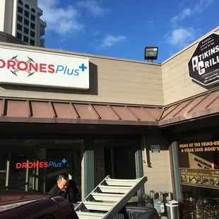 Drones Plus Main Signs and window decals &amp; Atkinson Grill Main Signs and Menus