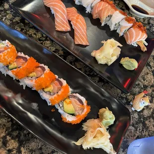 crazy roll, sake nigiri, sex and the city roll