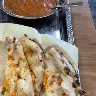 Garlic Naan and paneer tikka masala