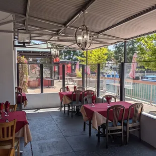 Outdoor patio seating area.
