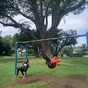 Middle swings. 4 in all plus 2 bucket swings. Good times