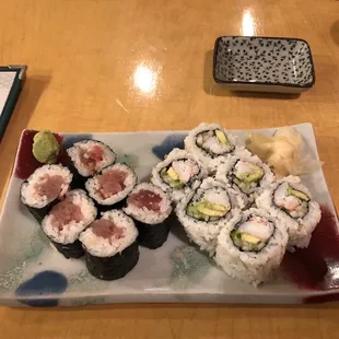 a plate of sushi on a table