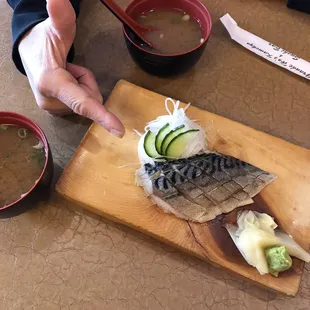 Mackerel.  Saba.  Unbelievably good.