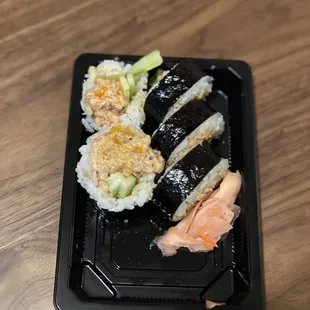 a closeup of the sushi