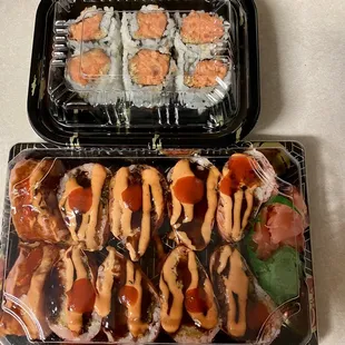 Pink lady and spicy tuna roll