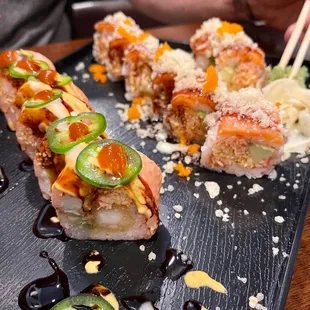 Smoked Salmon roll and TNT roll