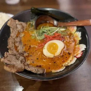 a close up of a bowl of food