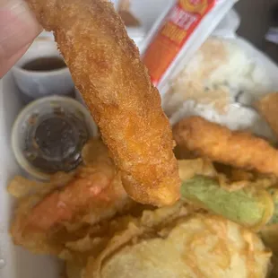 Soggy damp shrimp tempura