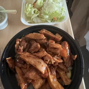 Spicy Teriyaki bowl, ordered a side of salad