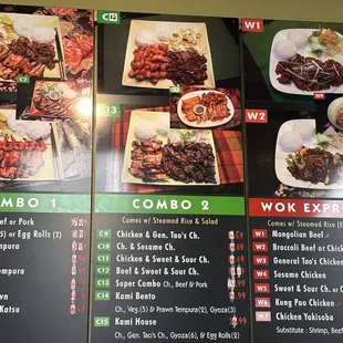 Menu as of march 2024