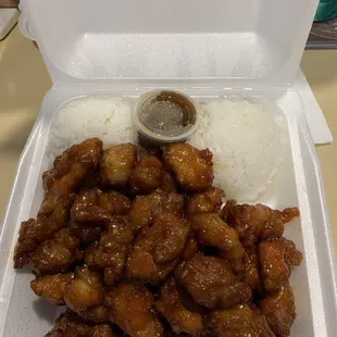 Orange chicken and rice