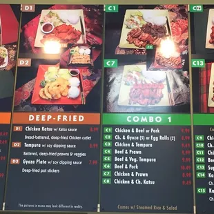 Menu prices as of sept 2017