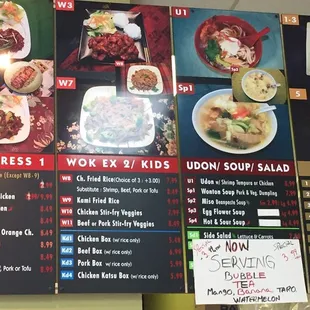 Menu prices as of september 2017