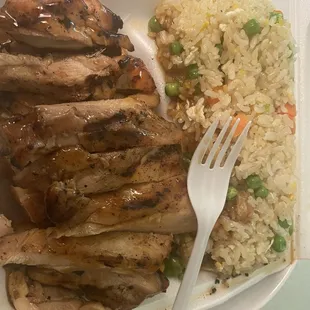 Chicken teriyaki and fried rice