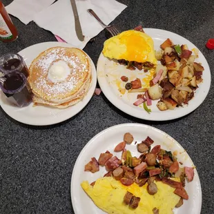 The Kitchen Sink with potatoes and pancakes, enough for 2 to share