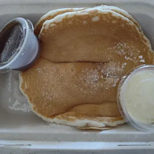 Pancakes with butter and syrup