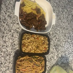 Lamb Kebab Noodle, Pearl Noodles w Beef, Korma Chop w Beef