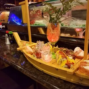 interior, sushi and sashimi