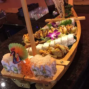 interior, sushi and sashimi