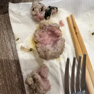 Meat from spicy beef ramen (fyi- meat is NOT beef, it's pork)