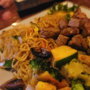 Kids meal noodles and teppan steak