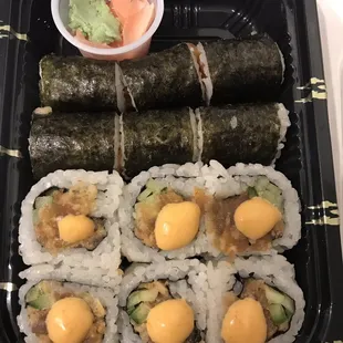 Spicy tuna roll and salmon roll