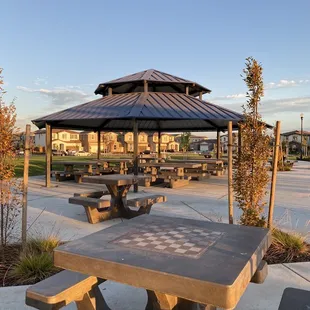 Chess tables and covered/uncovered tables/seating.