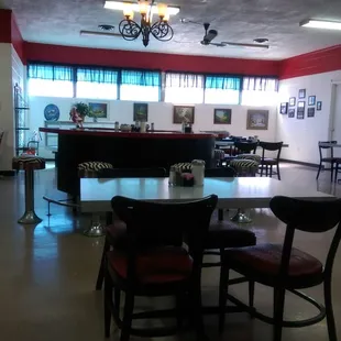 The interior is spacious and has the feeling of a fifties diner