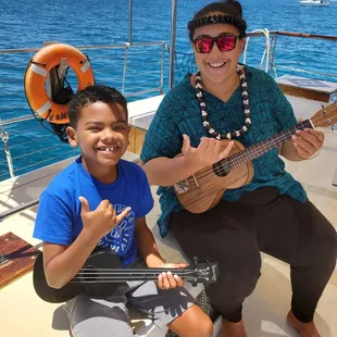 Jamming out with Aunty.