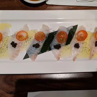 P7. Halibut Carpaccio with Black Truffle Sashimi