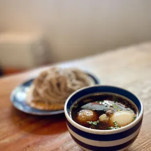 Kamonegi Seiro | duck breast, duck tsukune meatball, leek, yuzu zest