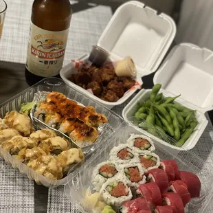 Apps: Chicken Kara-age and Edamame.