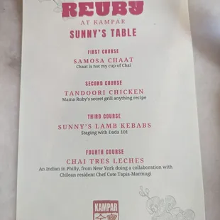 Chef Reuby at Kampar menu