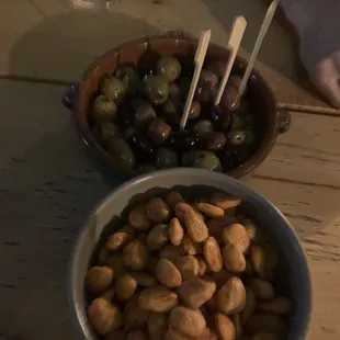 Olives and almonds