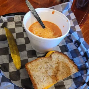Tomato Basil and grilled cheese.