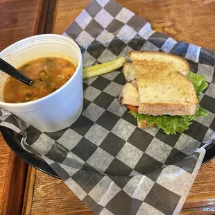 Roasted vegetable soup and 10th Street Club half