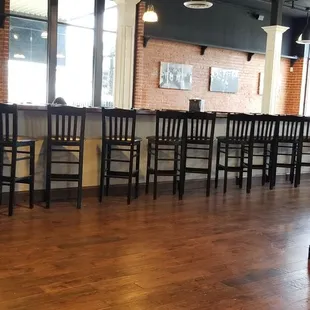 a dog sitting in the middle of the room