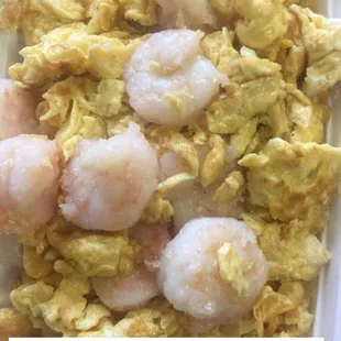 Large shrimp and eggs