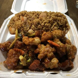 General Tsao's chicken with Shrimp Fried Rice