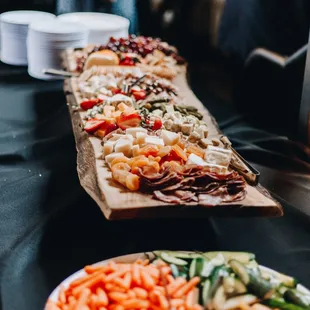 a long table of food